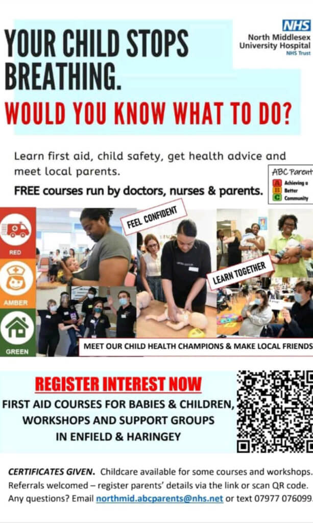 Chiled Health and Safety poster - what to do if your child stops breathing